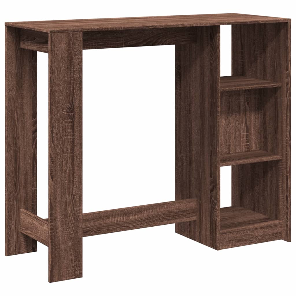 Bar table with shelf, brown oak, 124x46x103.5cm, wood