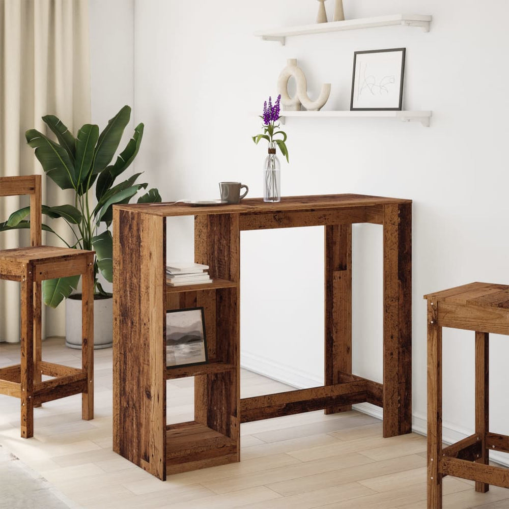Bar table with shelf, wooden, 124x46x103.5cm, wood