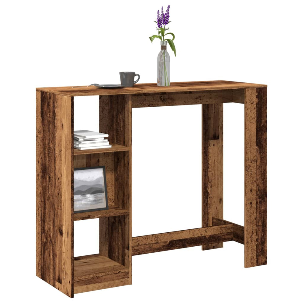 Bar table with shelf, wooden, 124x46x103.5cm, wood