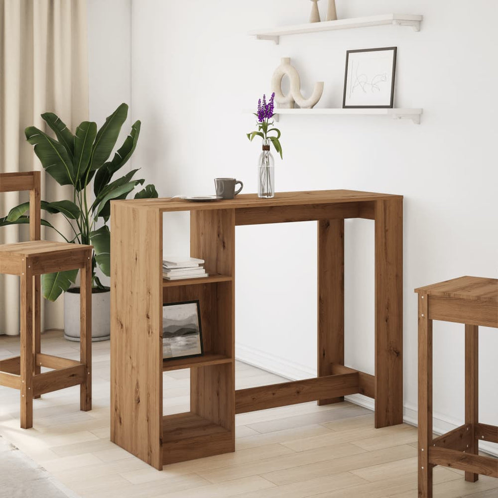 Bar table with shelf, artisan, 124x46x103.5cm, wood