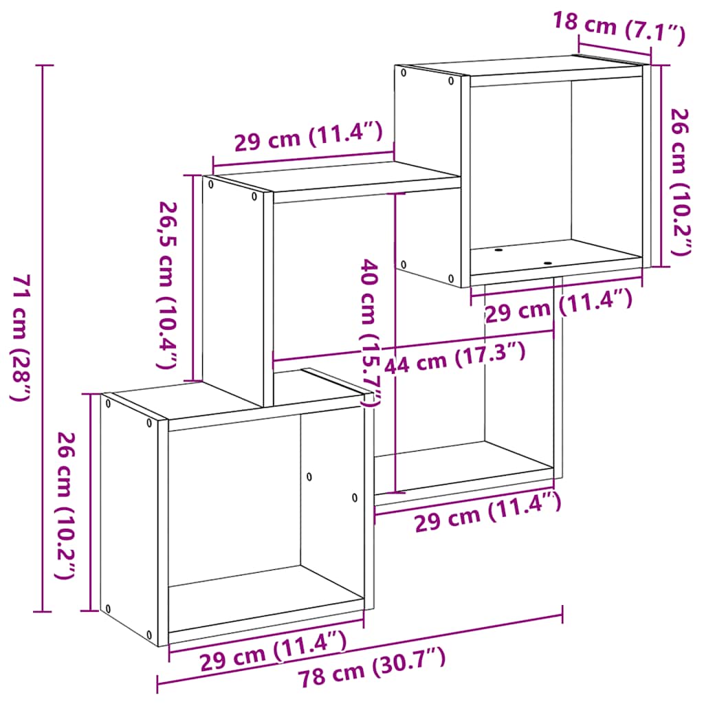 Wall cabinet, white, 78x18x71cm, engineered wood