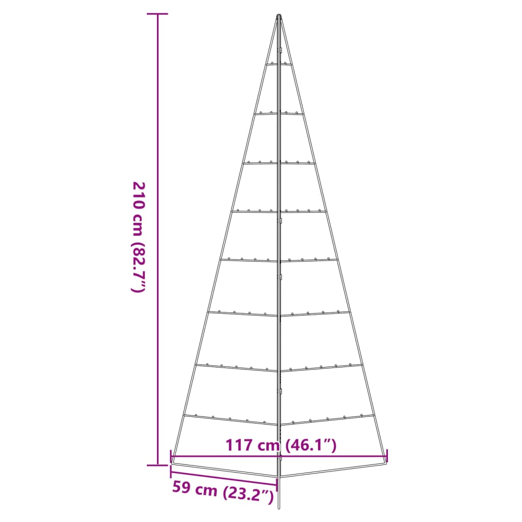 Metalinė Kalėdų eglutė, juodos spalvos, 210cm