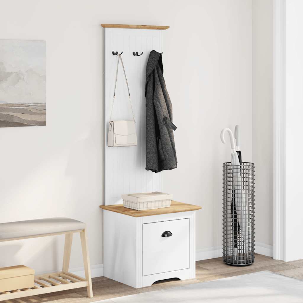 "BODO" Hallway cabinet with hooks, White and Brown