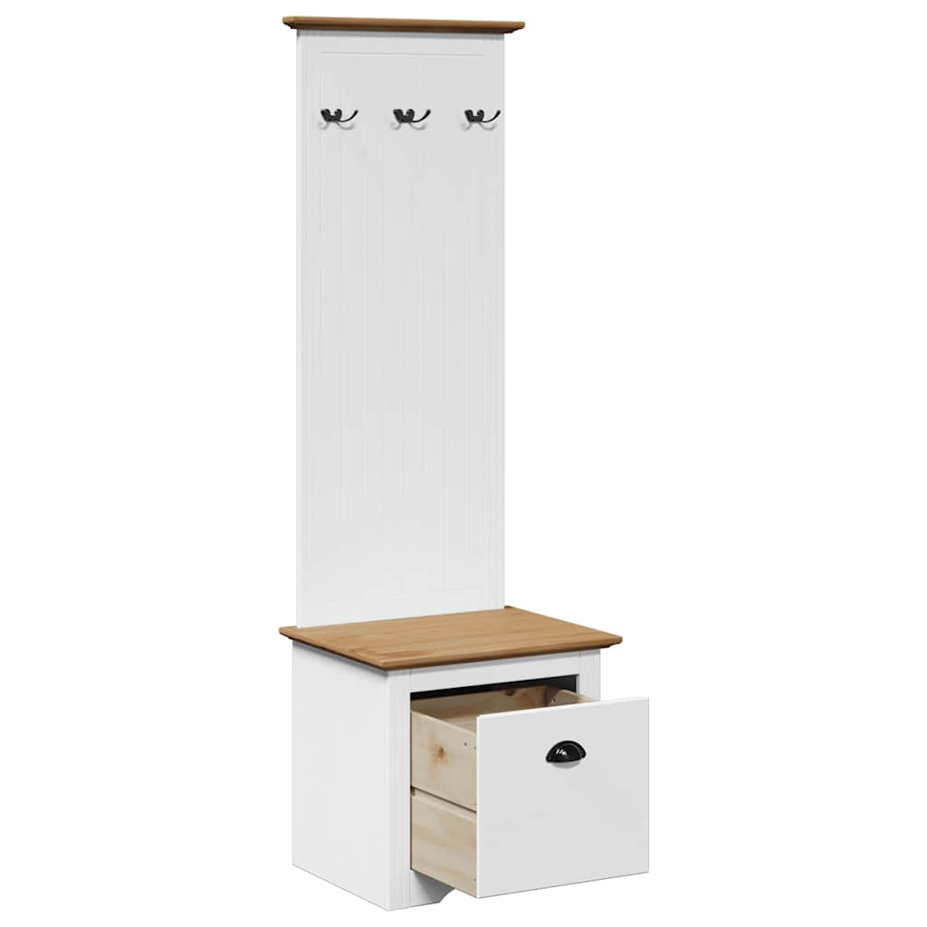 "BODO" Hallway cabinet with hooks, White and Brown