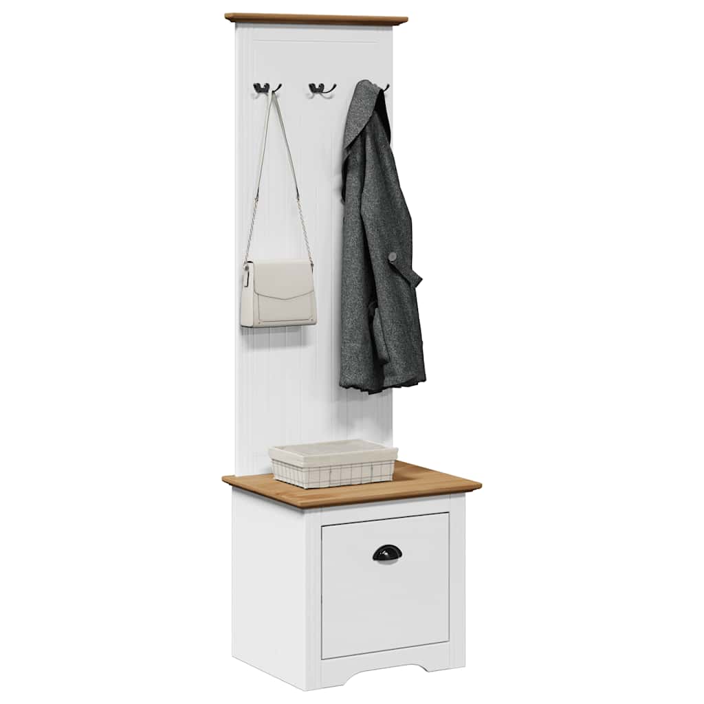 "BODO" Hallway cabinet with hooks, White and Brown