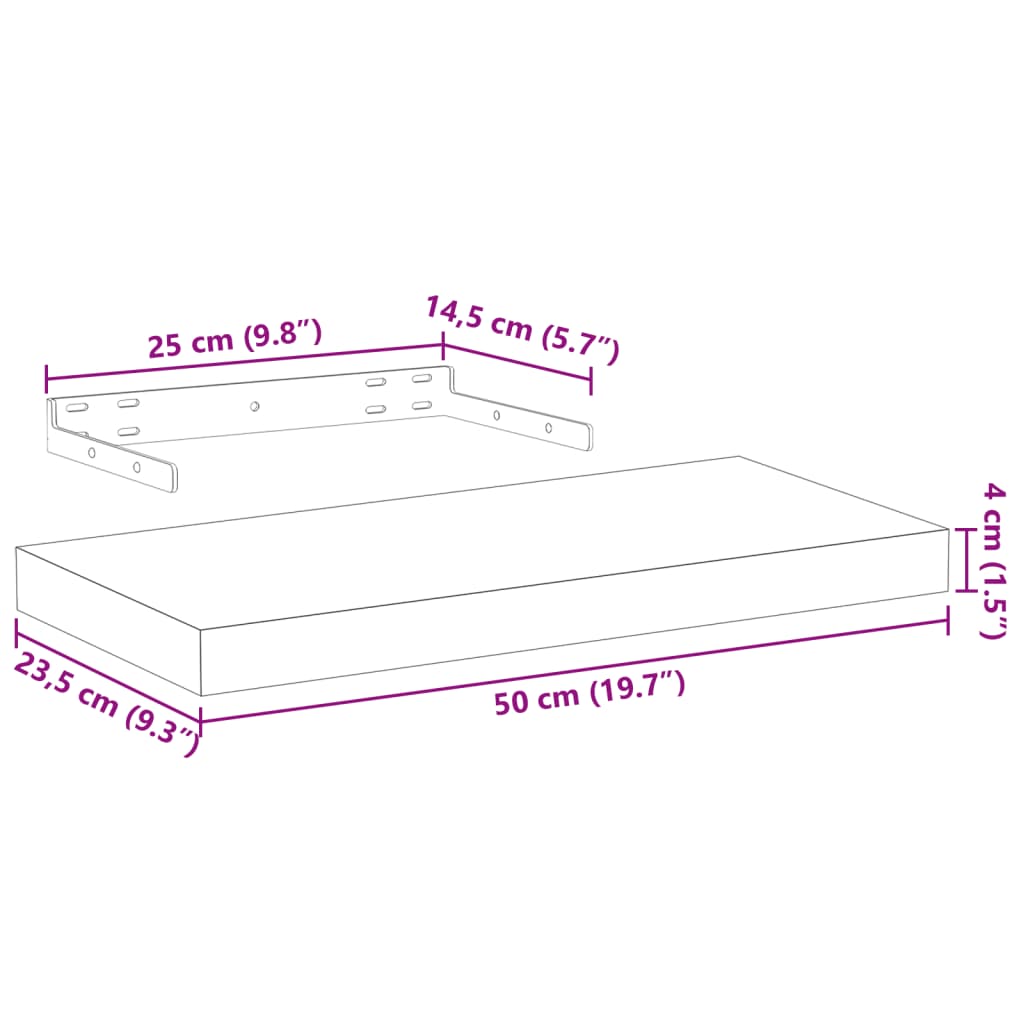 Wall shelf, 50x23.5x4cm, treated wood