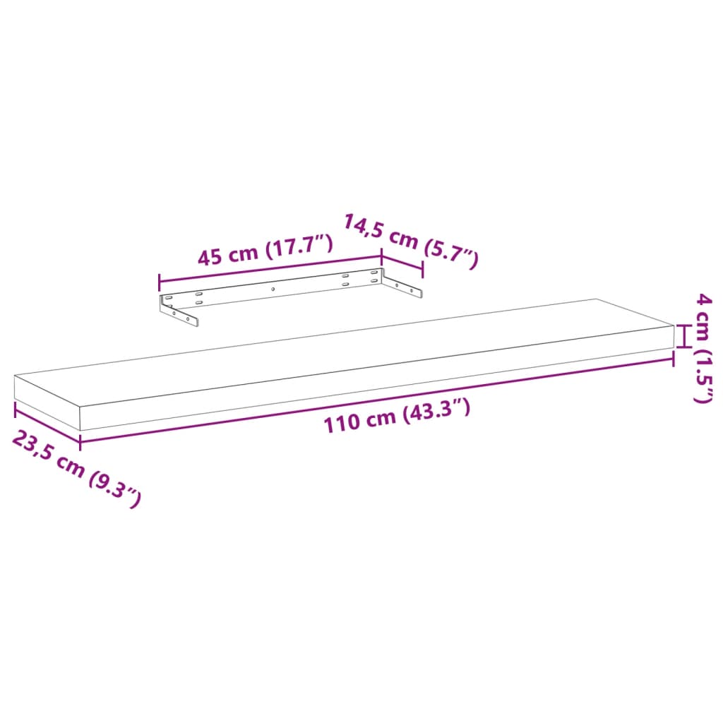 Wall shelf, 110x23.5x4cm, treated wood