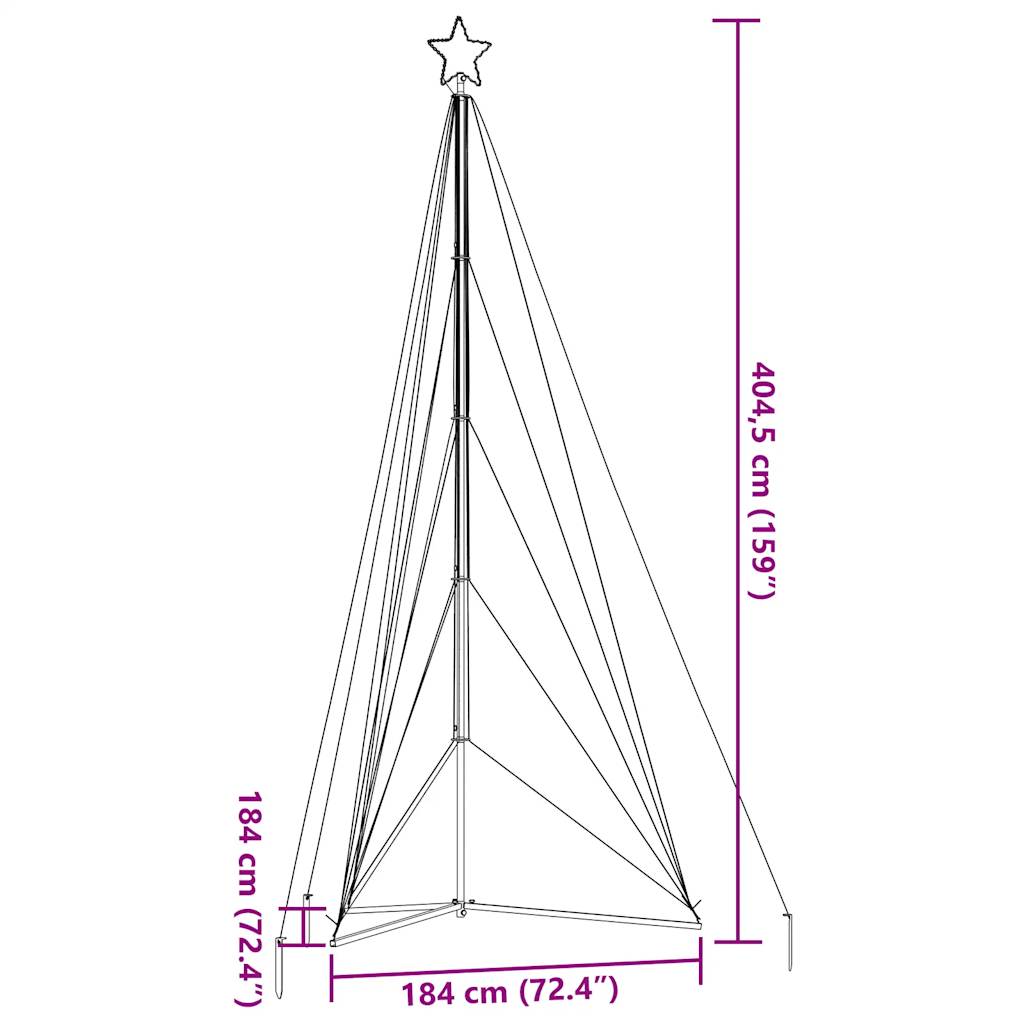 Šviečianti Kalėdų eglutė, 615 šiltos LED, 404,5cm