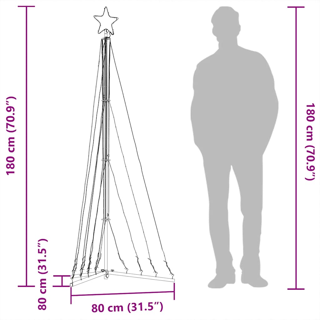 LED Kalėdų eglutė CRYSTAL MOON, 339 LED spalvotos 187 cm.