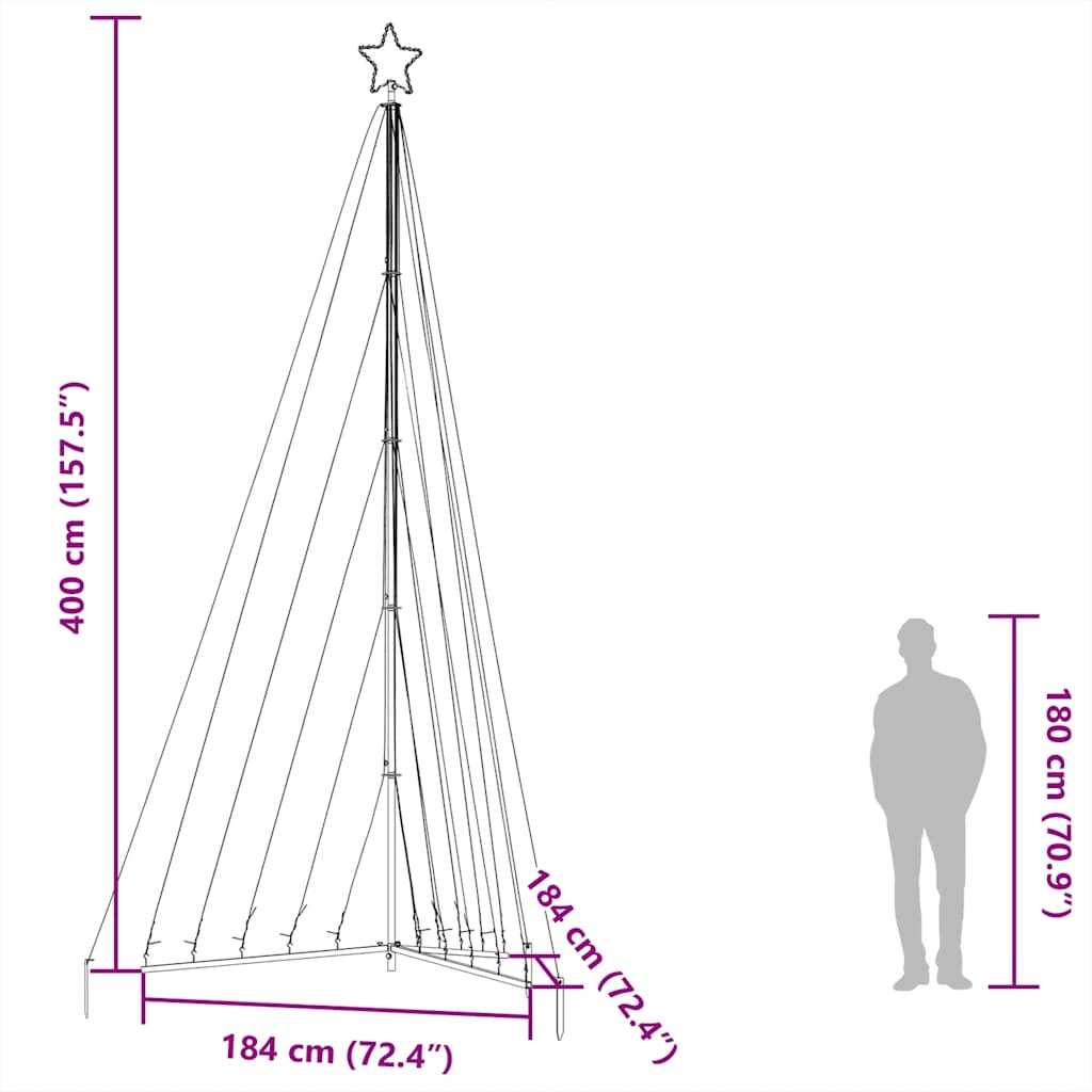 LED Kalėdų eglutė 570 LED Šalta Balta 399 cm