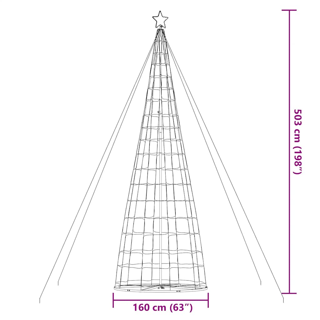 Šviečianti Kalėdų eglutė, 1534 mėlynos LED, 503cm, kūgio formos