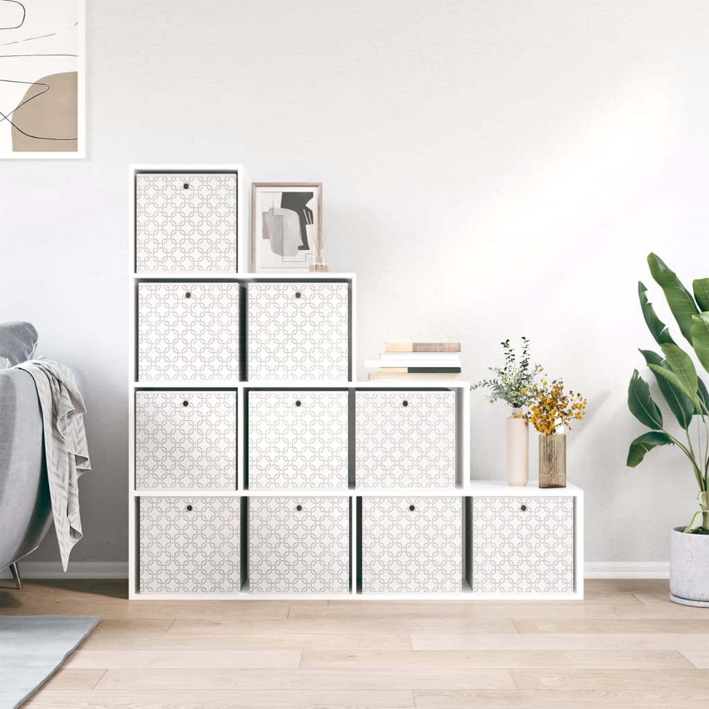 Foldable Storage Boxes, 10 pcs, Cream, 32x32x32cm, Fabric
