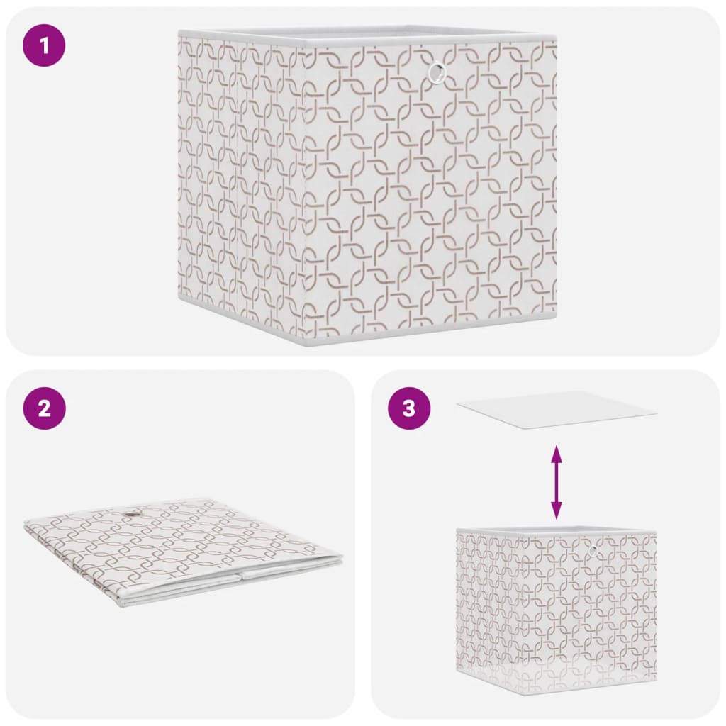 Foldable Storage Boxes, 10 pcs, Cream, 32x32x32cm, Fabric
