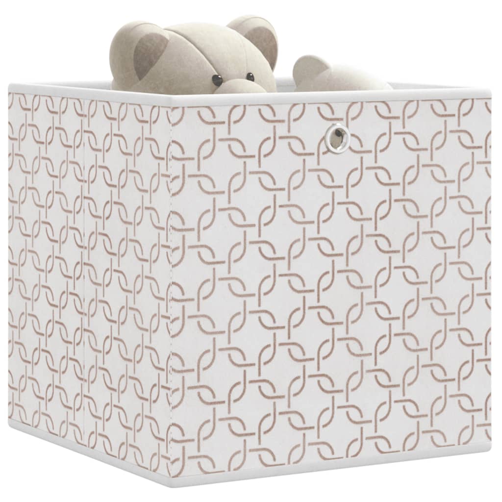 Foldable Storage Boxes, 10 pcs, Cream, 32x32x32cm, Fabric