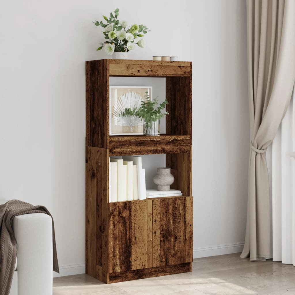 Chest of drawers, aged wood, 63x33x140cm, treated wood