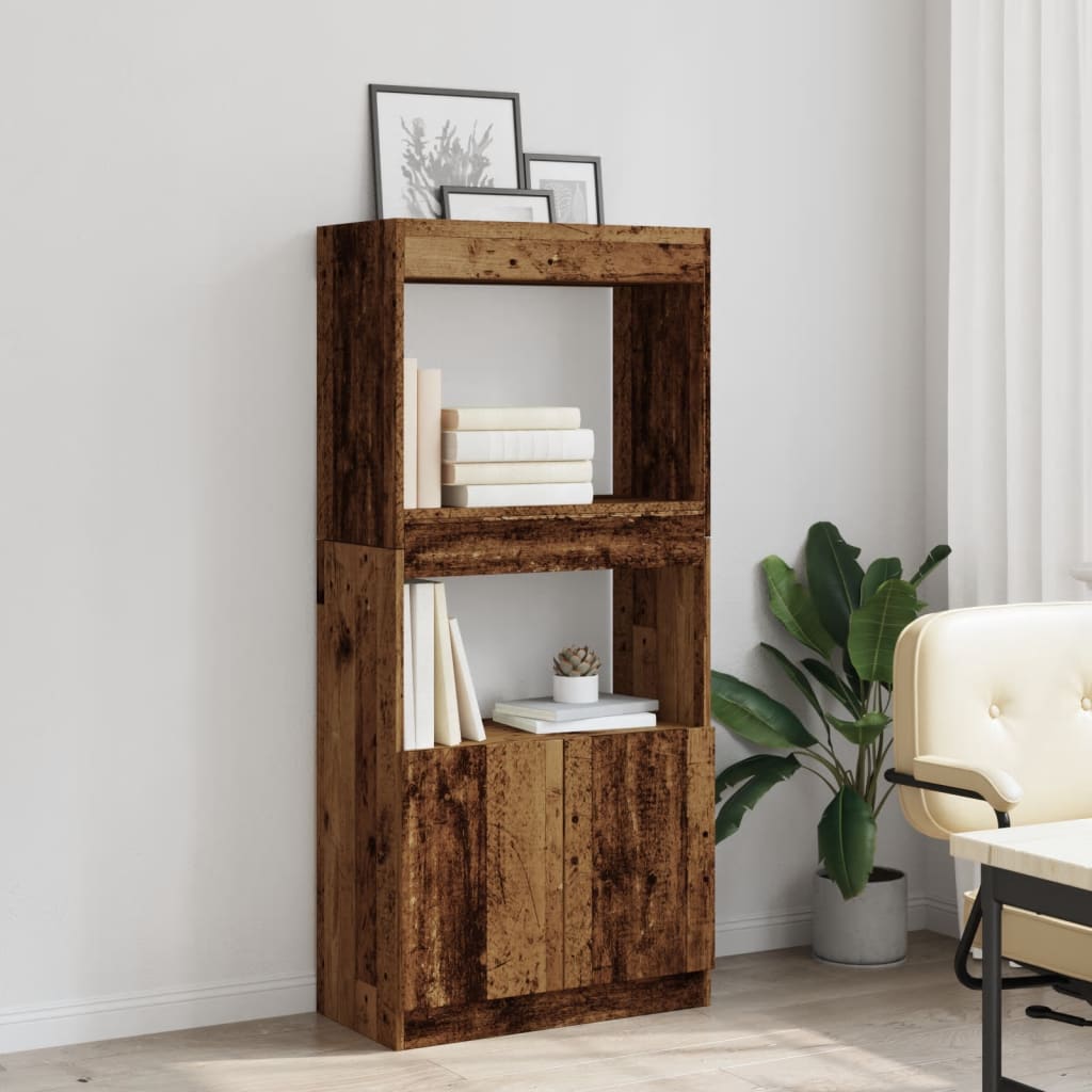 Chest of drawers, aged wood, 63x33x140cm, treated wood
