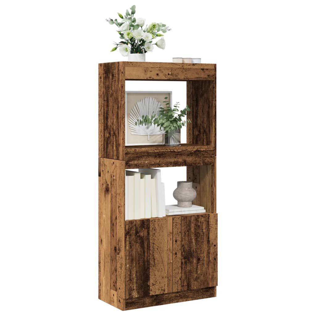 Chest of drawers, aged wood, 63x33x140cm, treated wood