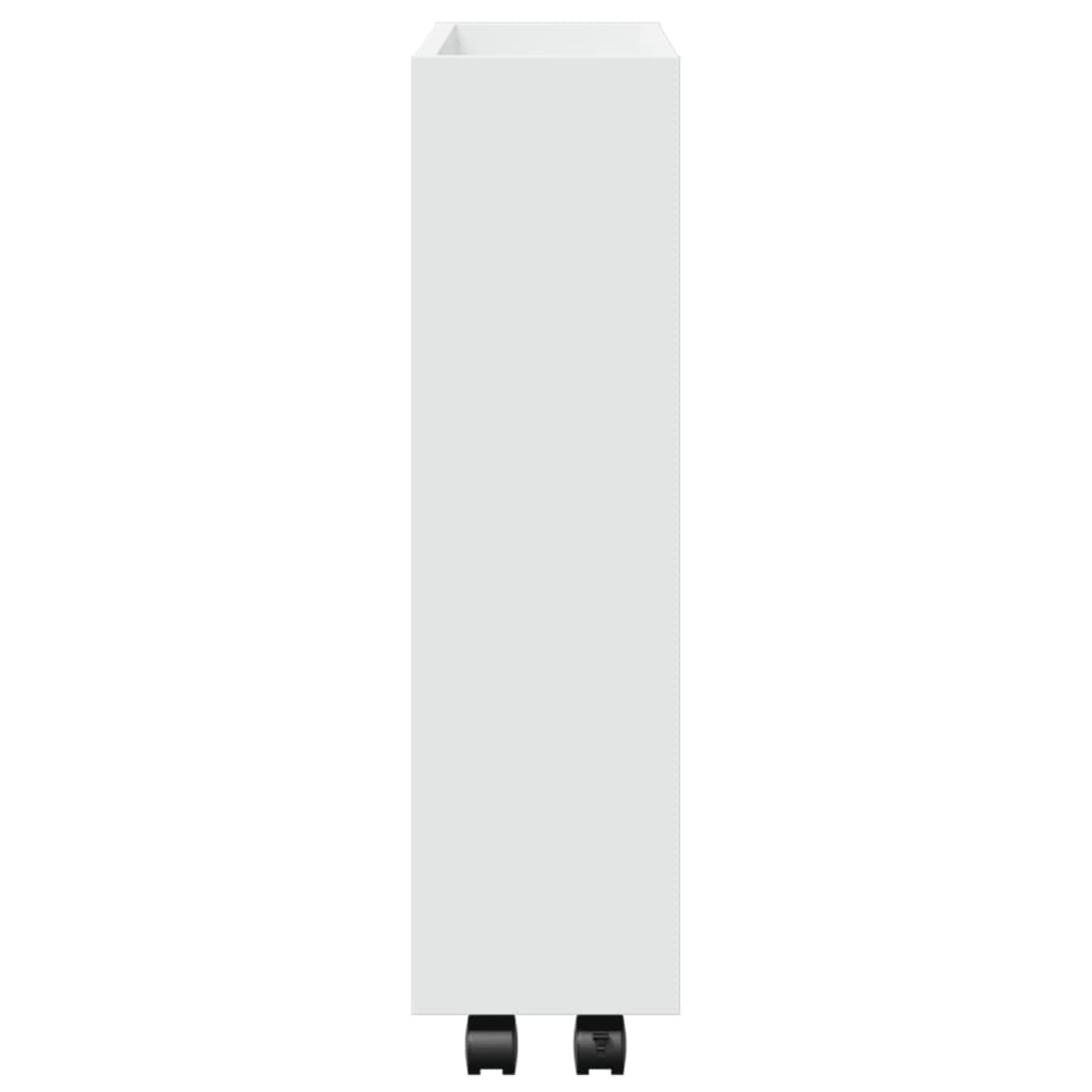 Narrow trolley for items, 3-tier, white, treated wood