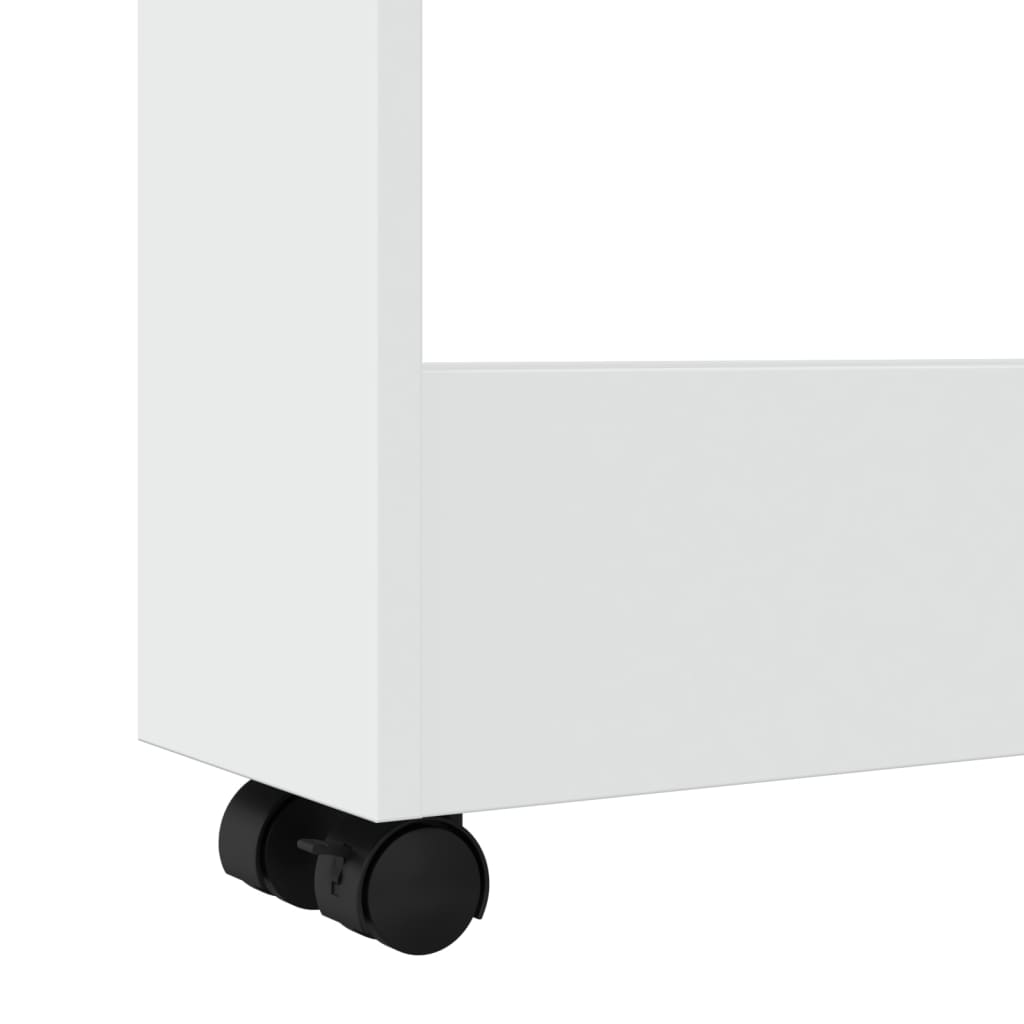 Narrow trolley for items, 3-tier, white, treated wood