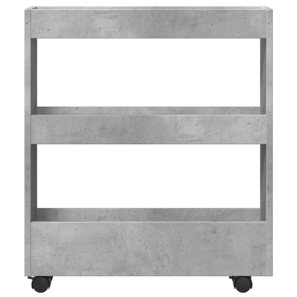 Narrow trolley for items, 3-tier, concrete, treated wood