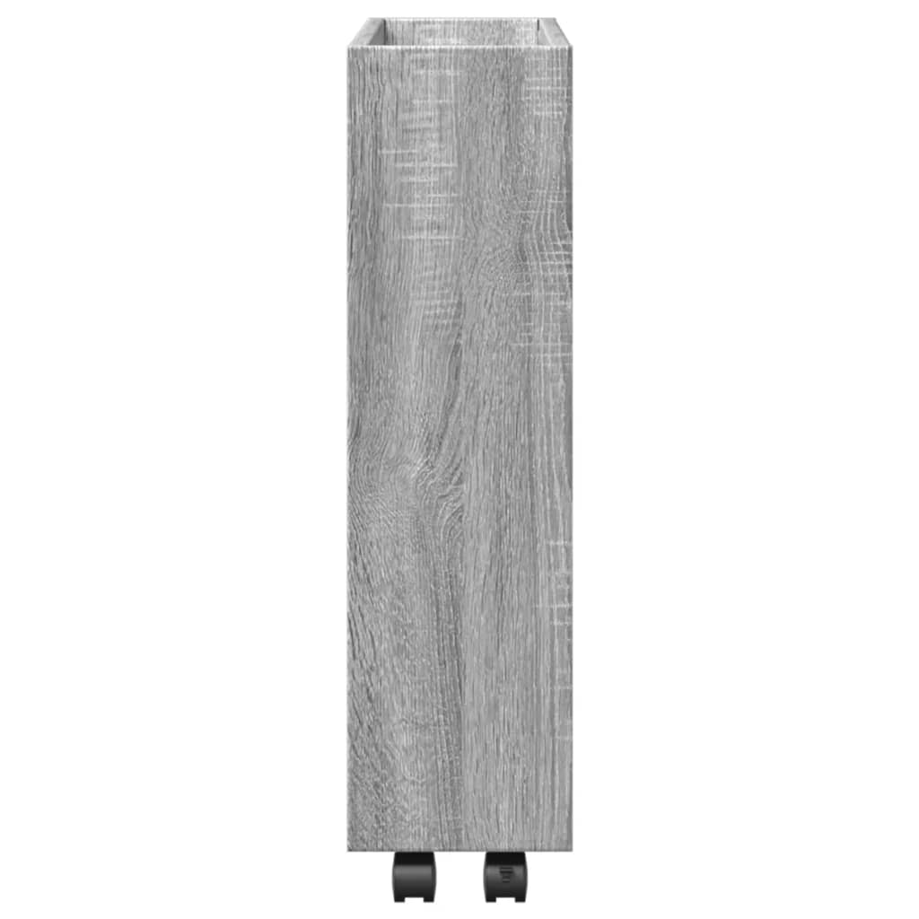 Narrow trolley for items, 3-tier, grey oak, wood