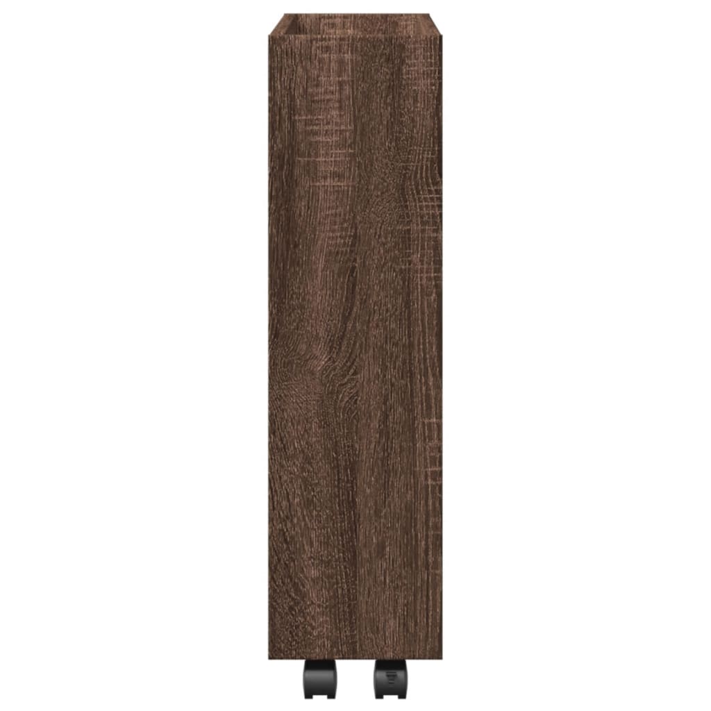 Narrow trolley for items, 3-tier, brown oak, wood