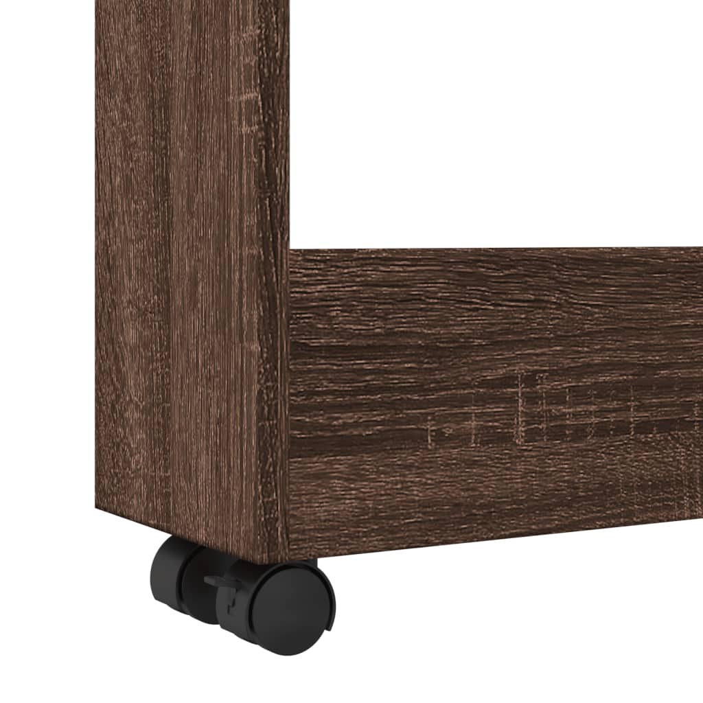 Narrow trolley for items, 3-tier, brown oak, wood