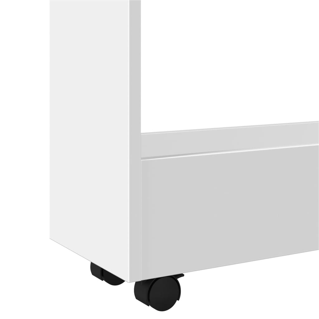 Narrow trolley for items, 3-tier, white, treated wood