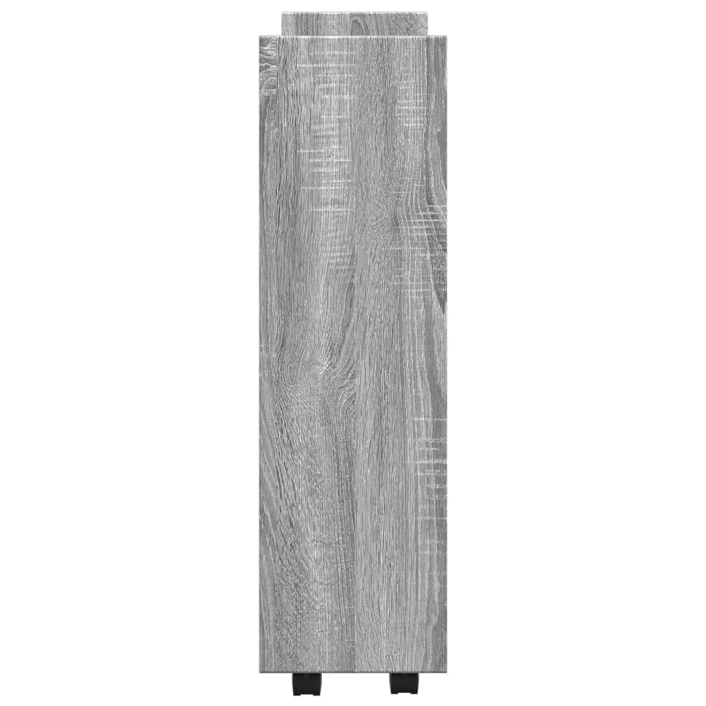 Narrow trolley for items, 3-tier, gray oak, wood