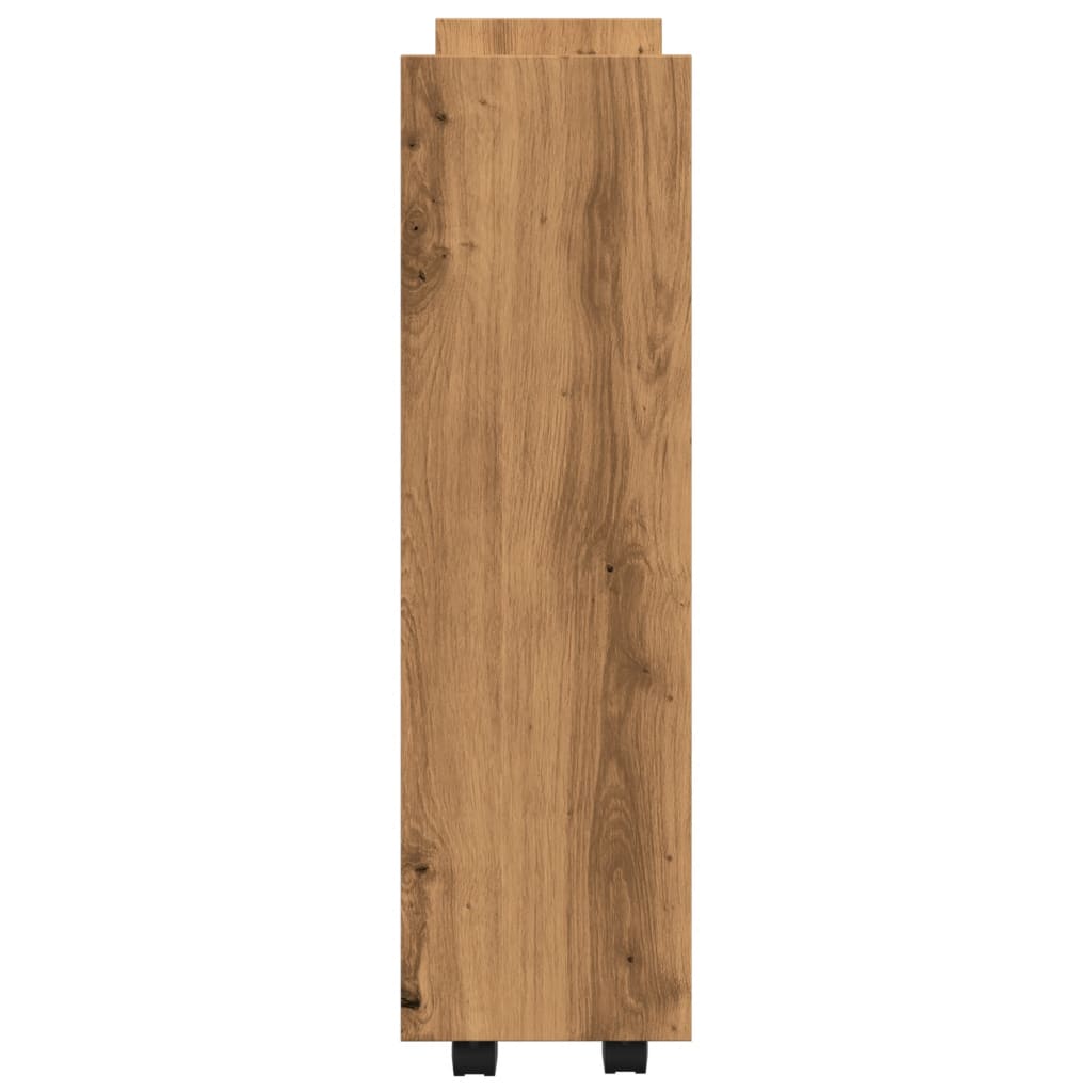 Šaurs ratiņi mantām, 3 stāvu, artisāna ozols, koks