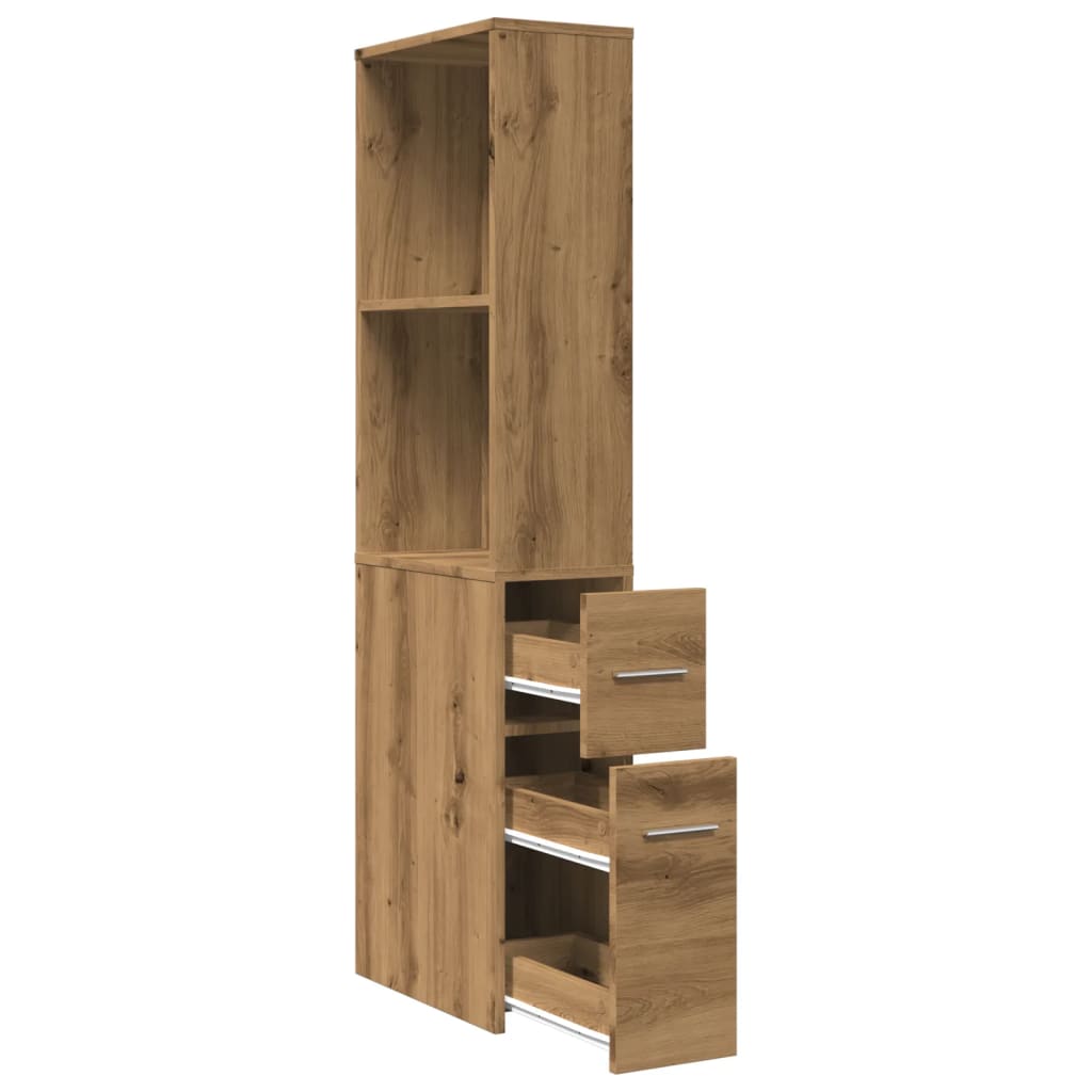 Bathroom cabinet with wheels, artisan oak, wood