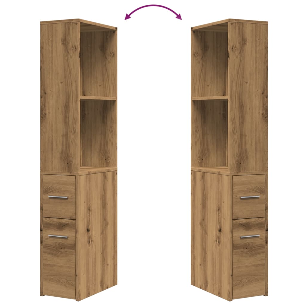 Bathroom cabinet with wheels, artisan oak, wood