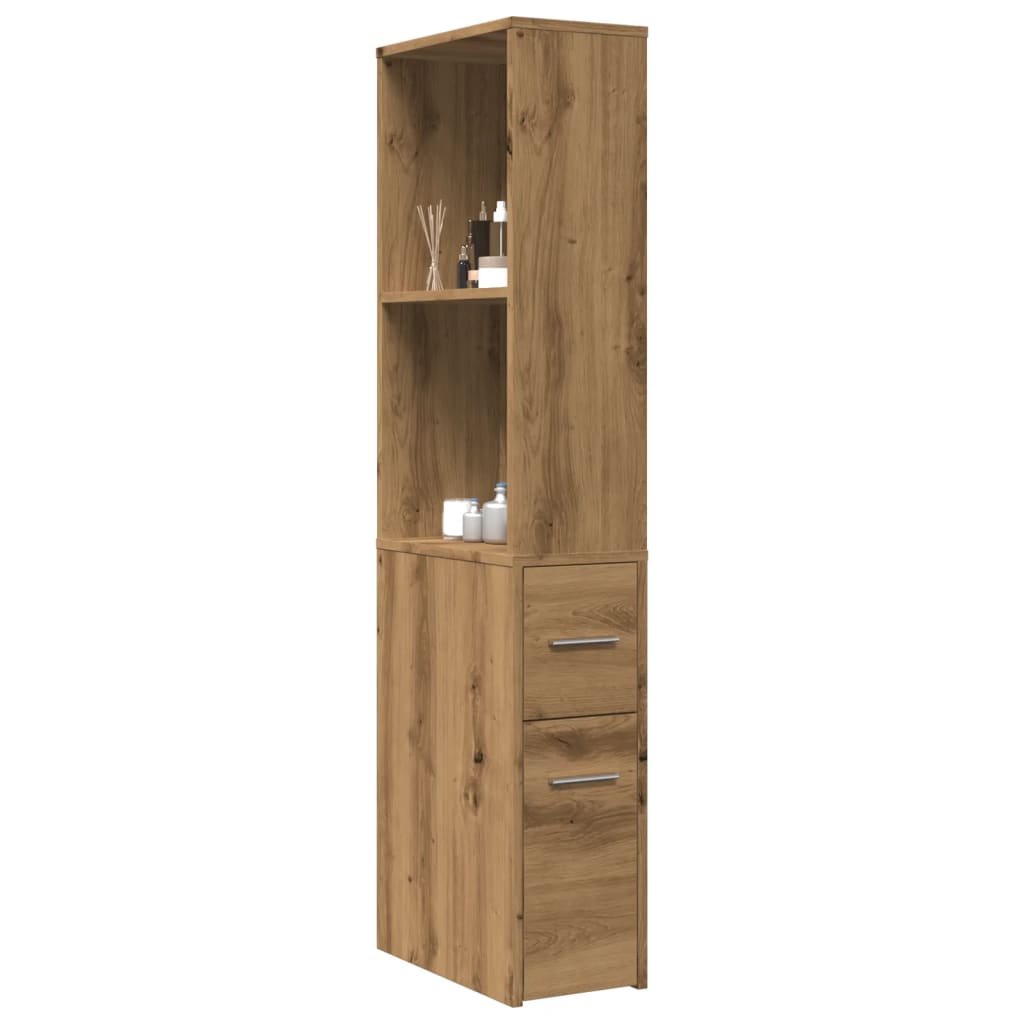 Bathroom cabinet with wheels, artisan oak, wood