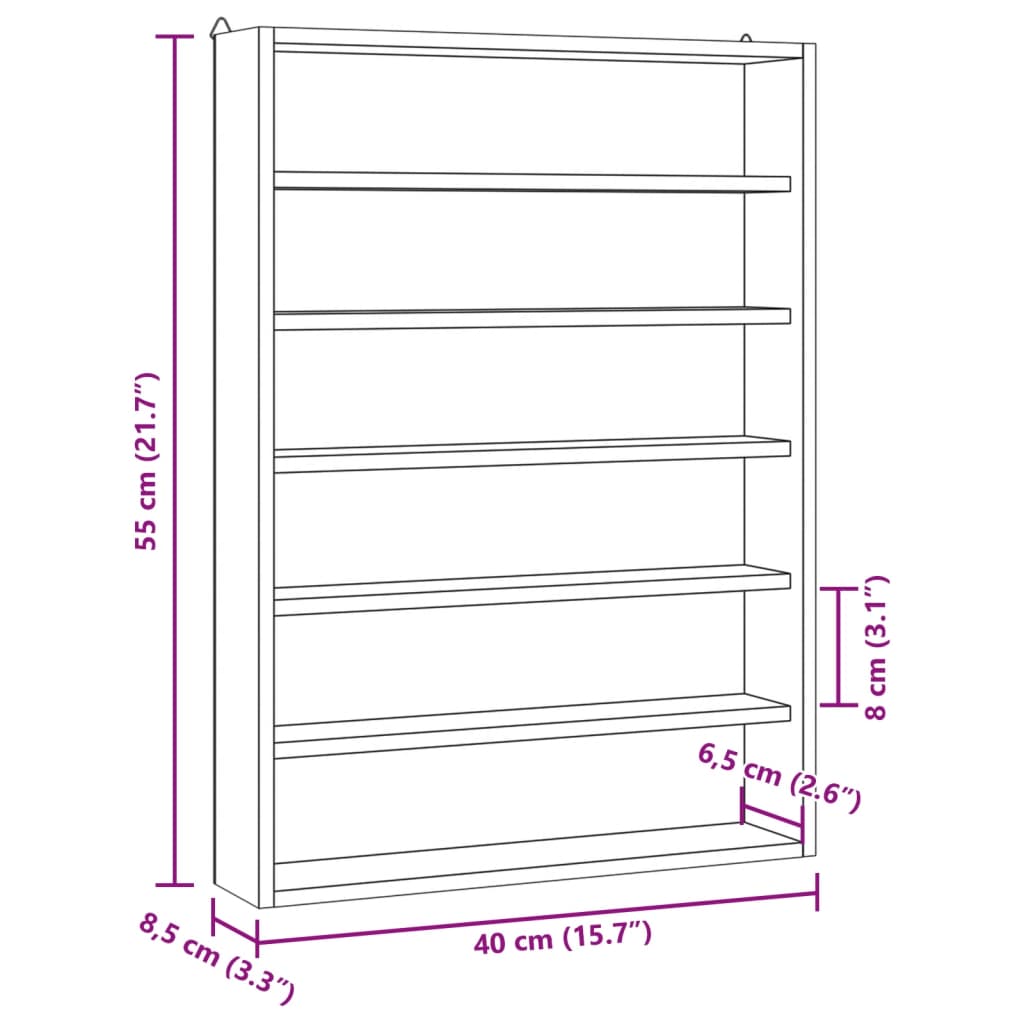 wooden collector's display cabinet with 6 shelves, 40x8.5x55 cm