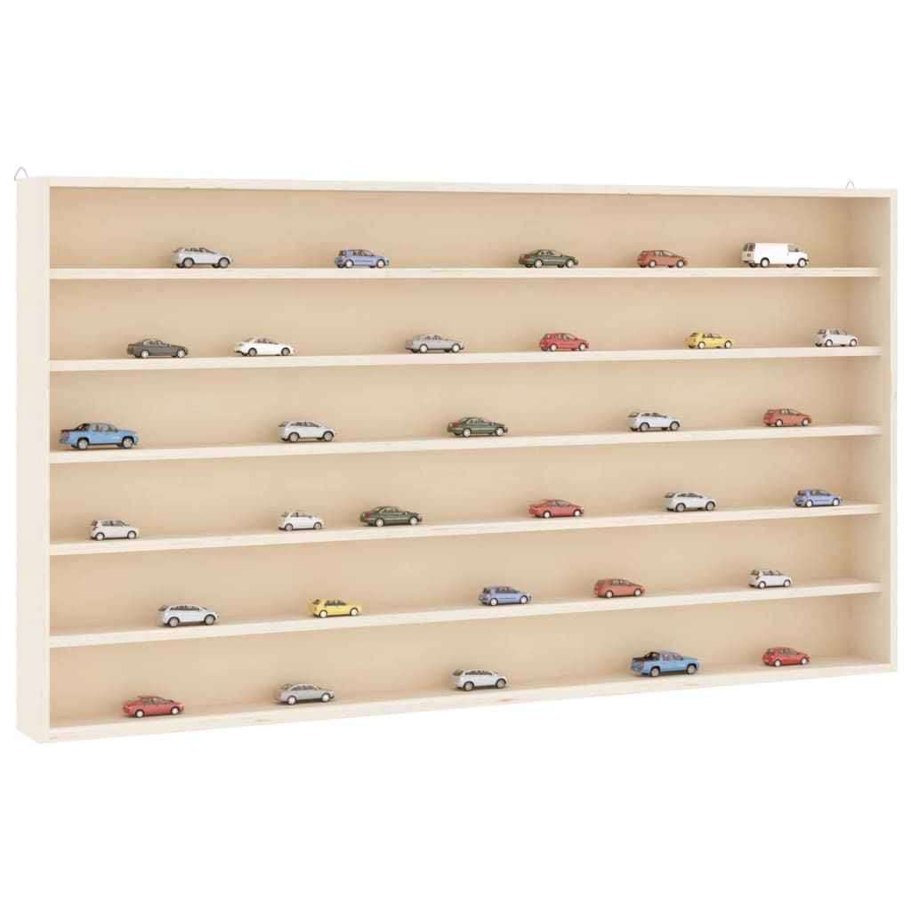 Wooden collector's display case with 6 shelves, 80x8.5x55 cm