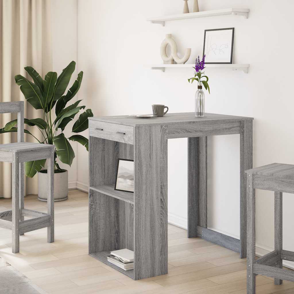 Bar table, gray oak, 102x70x103.5cm, engineered wood