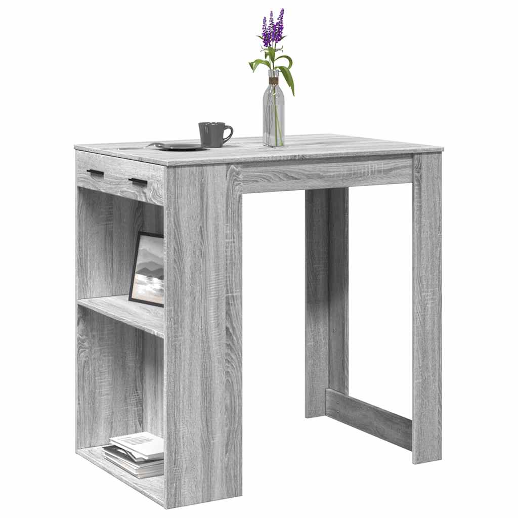 Bar table, gray oak, 102x70x103.5cm, engineered wood