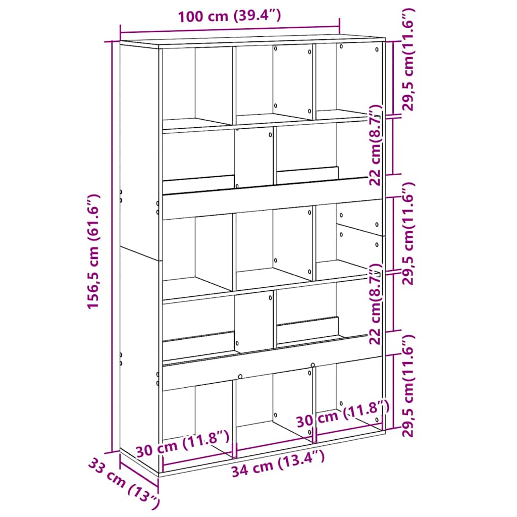 Bookcase, black, 100x33x156.5cm, engineered wood