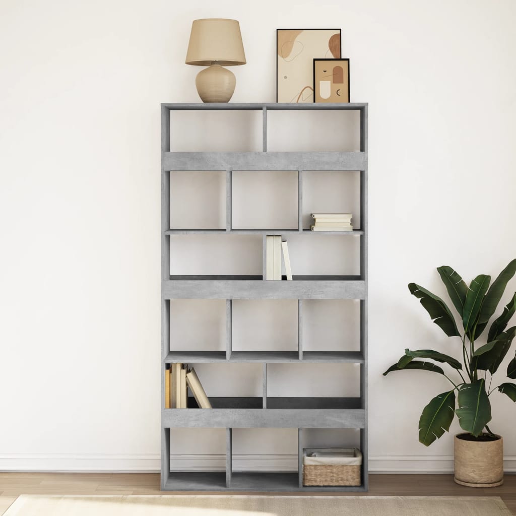 Bookcase, concrete gray, 100x33x187.5cm, engineered wood