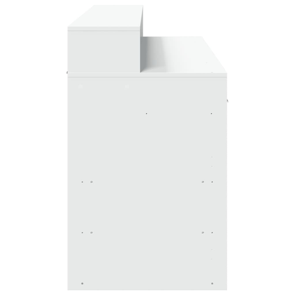 Rašomasis stalas su LED apšvietimu, baltas, 140x55x91cm