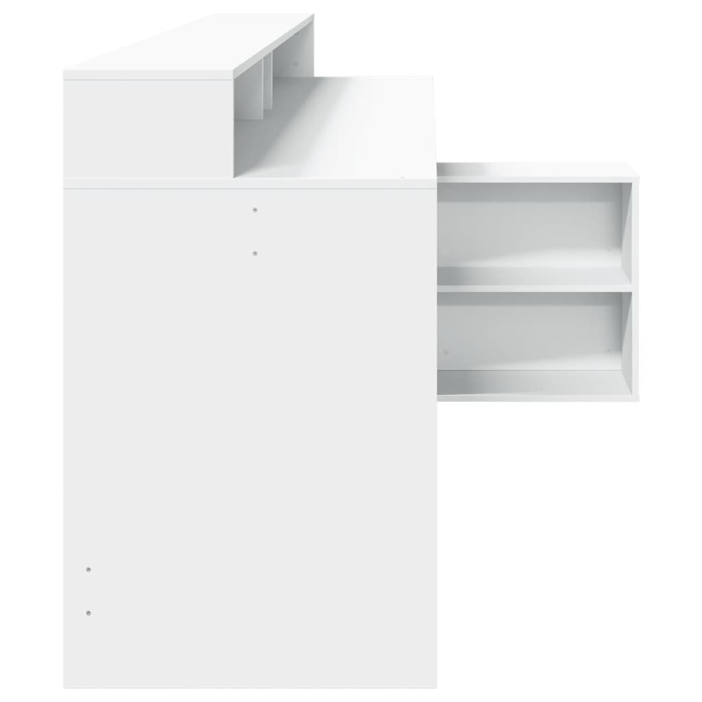 Rakstāmgalds ar LED apgaismojumu, balts, 200x104x91 cm