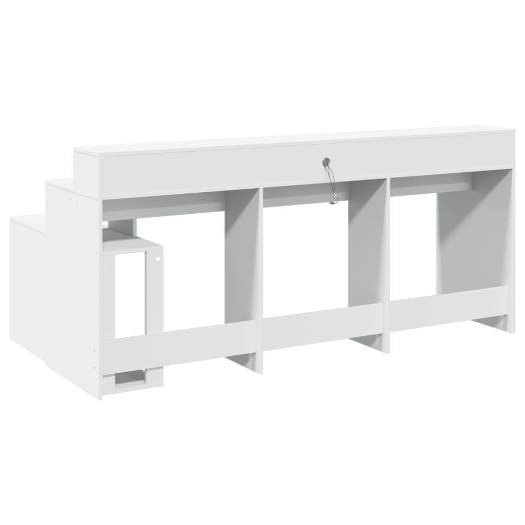 Rakstāmgalds ar LED apgaismojumu, balts, 200x104x91 cm