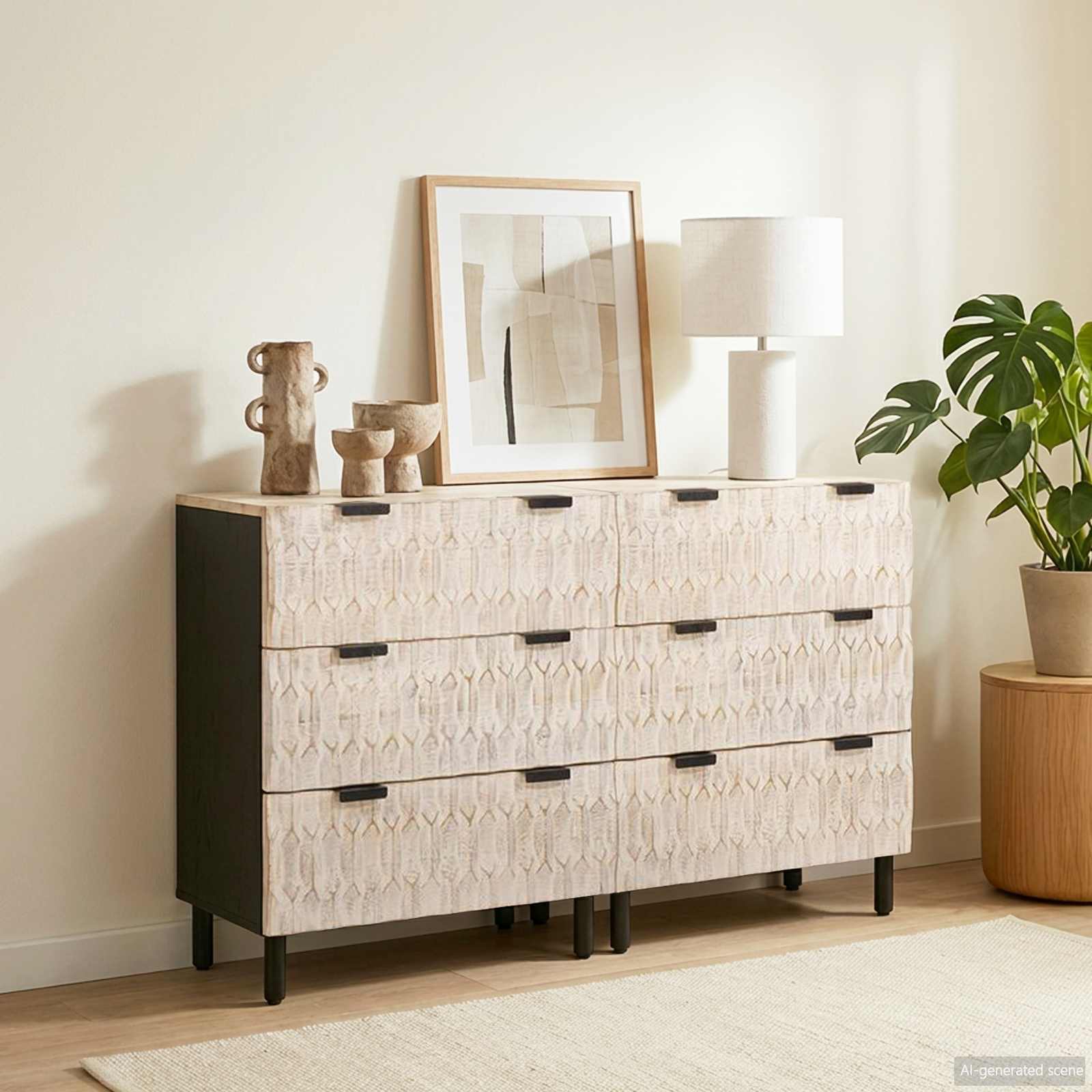 Kabal White washed finish Solid mango wood