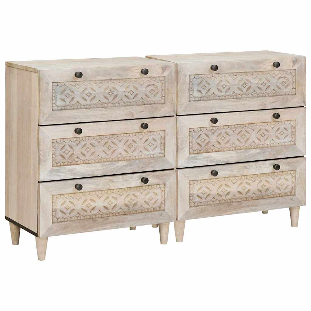 Kabalas 2 pcs Balta 60 x 33 x 75 cm mango medienos masyvas