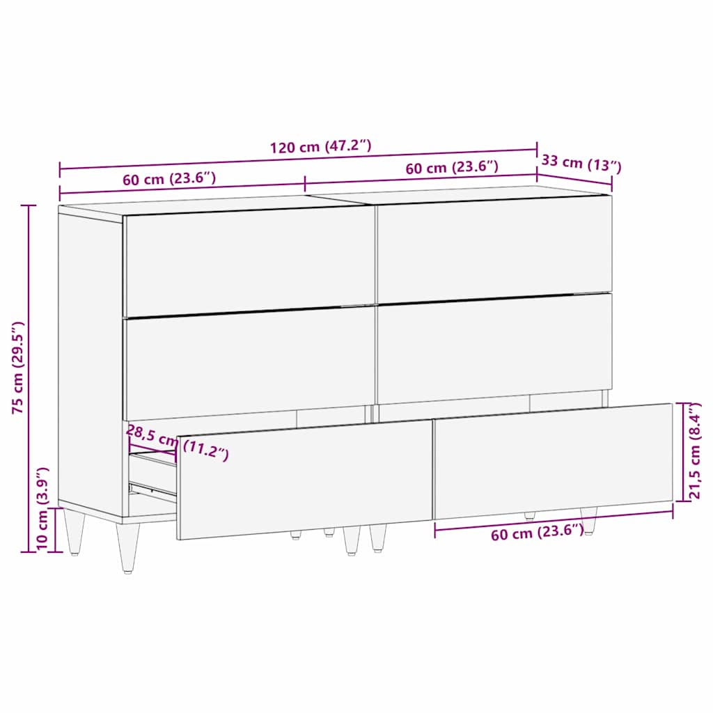 Kabalas 2 pcs Balta 60 x 33 x 75 cm mango medienos masyvas