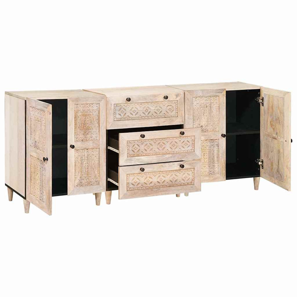 Kabalas 3 pcs Balta 60 x 33 x 75 cm mango medienos masyvas
