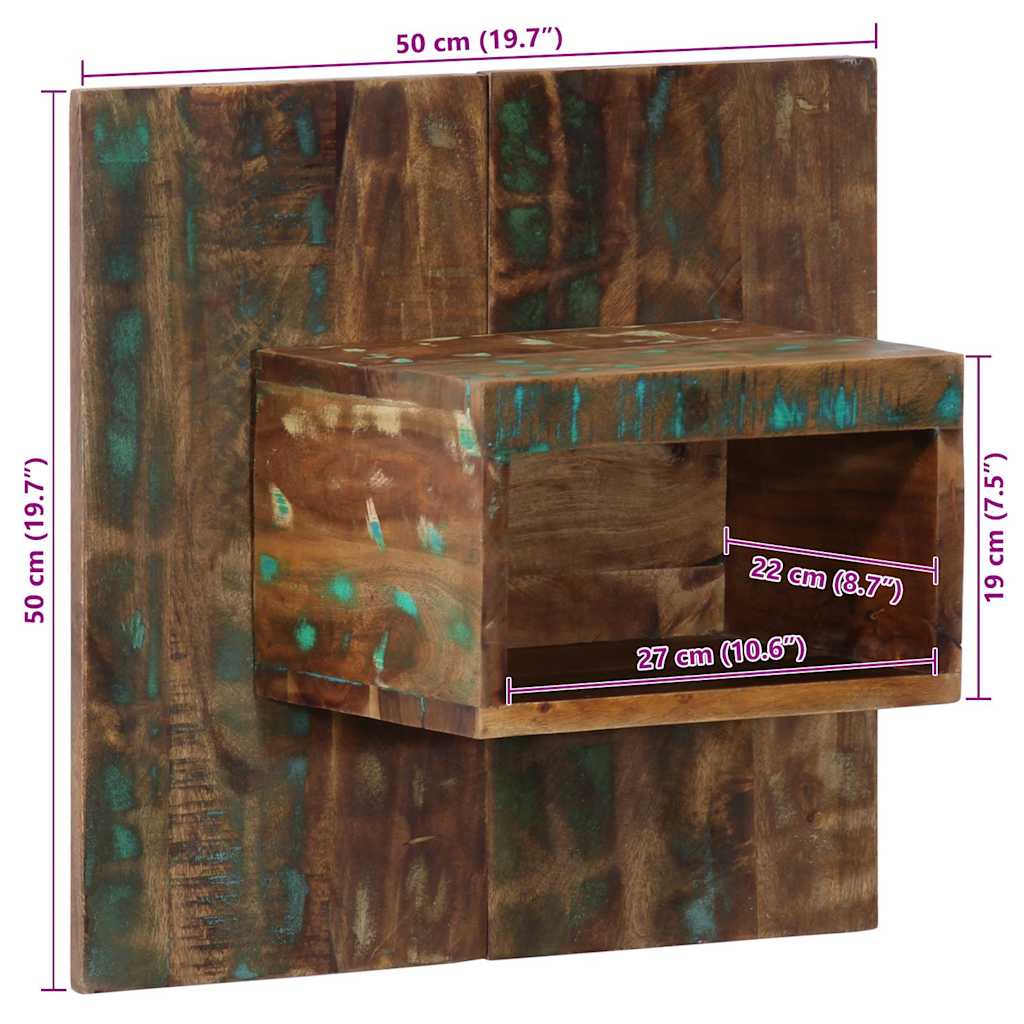 Nightstand, 50x27x50 cm, solid reclaimed wood