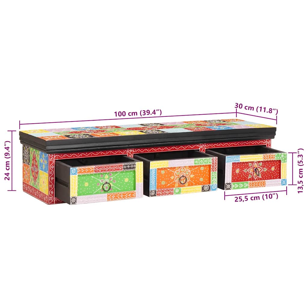 sieninis TV kabinetas 100x30x24 cm Kieta mediena, šiurkštus mango