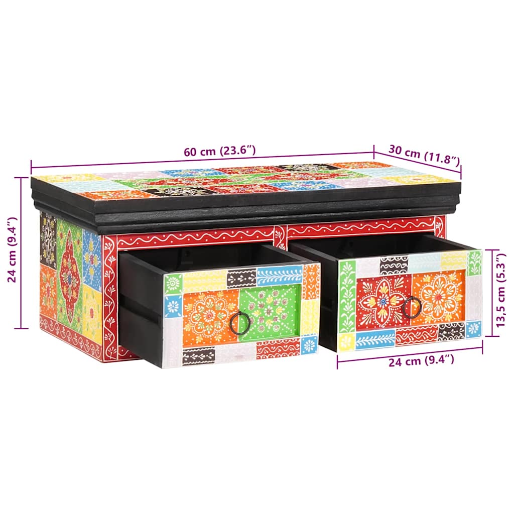 sienas TV skapītis 60x30x24 cm, masīvkoka, neapstrādāta mango koksne