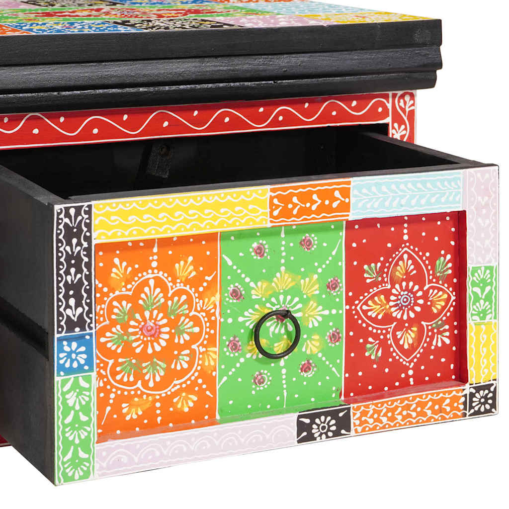 Next to the bed, a nightstand with a drawer